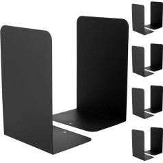 HAKZEON 10 Pack 5 Pairs Black Bookends L formas metāla grāmatu paliktņi ar neslīdošo pamatni Heavy Duty metāla grāmatu paliktņu turētāji plauktiem