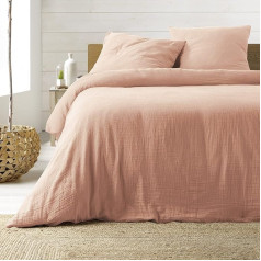 Douceur d'Intérieur, 3 gab. gultasveļas komplekts 240 x 220 cm, dubultā marle, kokvilna, Angelia, rozā, 100% kokvilna, dvīņu gultasvieta
