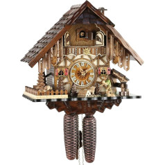 Eble Cuckoo Clock Oriģinālais Melnā meža pulksteņrādis ar kukaini Īsta koka mehāniskais 8 dienu piedziņa Jauns VDs sertifikāts Melnā meža māja 35 cm 22293