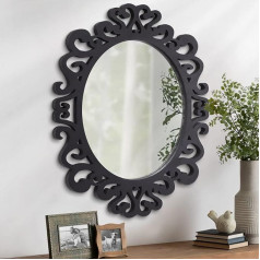 AOAOPQ Dekoratīvs ovāls sienas spogulis Antīkais tualetes galdiņš pie sienas Baroka stila melns Vintage Dzīvojamā istaba Priekšnams Vannas istaba Guļamistaba Mājas spogulis Mazs piekaramais ieejas spogulis