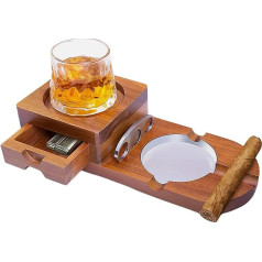 Koka pelnu trauks Whiskey Coaster, koka cigāru pelnu trauks Whiskey Coaster, cigāru pelnu trauks, cigāru piederumi vīriešiem Whiskey Cigāru dāvanu komplekts, galda pelnu trauks