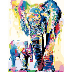 Wowdecor DIY Painting by Numbers for Adults / Children / Girls, Forest / Elephant Family / Unicorn / Wolf, 40 x 50 cm, Pre-Printed Canvas Oil Painting