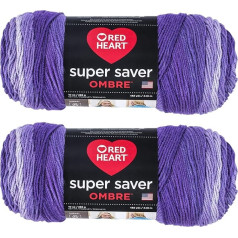 Red Heart Super Saver Jumbo Purple Ombre dzija 2 iepakojumi pa 10 oz akrila 4 vidējie (Worsted dzija) 1000 jardu - Adīšana / Tamborēšana