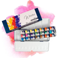 7 Artists Monopigment Watercolour Paint Set - 21 x Bowls Vibrant Colours, High-Quality Artist Watercolour in Multi-Purpose Metal Box with Mixing Palette, Artist Watercolour Box, Watercolour Painting