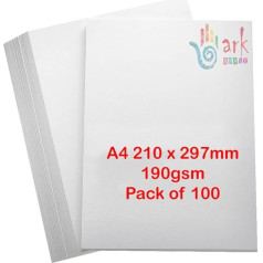 ARK (100) A4 (190 g/m²) baltas, gludas, baltas kartītes bez skābes (100 gab.)