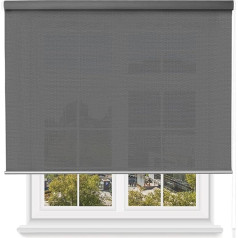 MERCURY TEXTIL - Roll Up Roller Blind, 5% Opening, Provides Privacy Blackout Roller Blind for Doors and Windows, Heat Insulating, Translucent, Wall and Ceiling Mounts (135 x 200 cm, Anthracite)