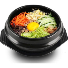 Honfitat EgBert Korean Dolsot Large Stoneware Bowl Stone Pot Bibimbap Cooking + Trivet Set Rice Bowl - 16 Pieces