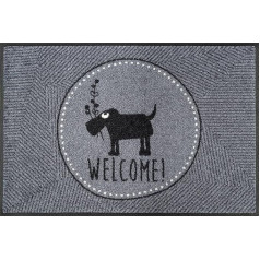 wash+dry 088448 Men Just Welcome Doormat, Acrylic, Grey, 50 x 75 x 0.9 cm