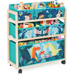 Homcent Детский органайзер для игрушек с колесиками и 6 контейнерами большой вместимости для хранения игрушек в детской комнате для мальчиков
