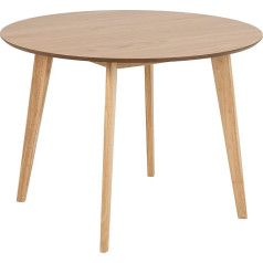 Ac Design Furniture Roxanne Round Dining Table for 4 People in Oak Look, Diameter 105 x Height 76 cm, Kitchen Table with Oak Veneer and Stained Oak Legs Modern Retro Style for the Dining Room