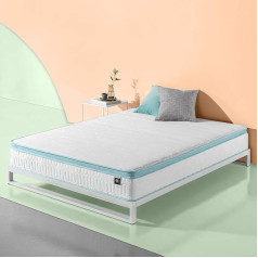 Zinus 25,5 cm Mint Green Memory Foam Hybrid Spring matracis, putas, balts, 135 x 190 cm