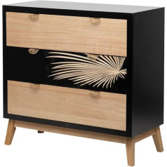 Adda Home Chest of Drawers, Wood Material, Natural/Black/Gold, 80 x 34 x 76 cm
