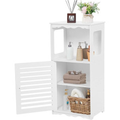 Cocoarm Bathroom Cabinet Bathroom Shelf White Wood Plastic Panel Corner Cabinet Bathroom Chest of Drawers with 1 Open Compartment and Doors Bathroom Cabinet Narrow for Bathroom Bedroom Living Room