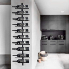 Catalpa Blume Wine Rack Bottle Holder in Black Metal, Wall-Mounted Hanging Shelf for Storage 10 Bottles