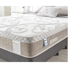 Bed Centre Double Hybrid Mattress, 23 cm, Memory Foam and Spring Mattress, Wave Memory Foam and Soft Patterned Fabric Cover, Breathable and Back Support (190 x 135 cm)