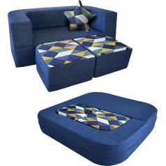 Anoner Детский диван-кушетка из 4 частей, детский диван с функцией сна, детский диван раскладной с пеной с эффектом памяти Детский игровой дива