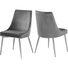 Meridian Furniture Karina Collection moderns samta polsterēts pusdienu krēsls ar hromētām metāla kājām - pelēks - 50 x 53 x 84 cm - 784Grey-C