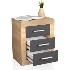 Duehome Large Cambria and Graphite Bedside Table - 50cm (Length) x 34.6cm (Depth) x 60cm (Height)