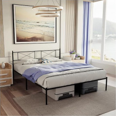 Dreamzie Bed 140 x 200 cm with Slatted Frame - Bed Frame 140 x 200 cm with Feet - Metal Bed with Headboard - 35 cm High - Easy Months and Lots of Storage Space