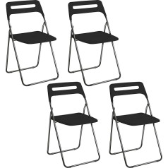 Baroni Home Erdvę taupanti sulankstoma valgomojo kėdė, skirta naudoti patalpose ir lauke, su plieniniu rėmu, 4 dalys, juoda, 42 x 38 x 78 cm