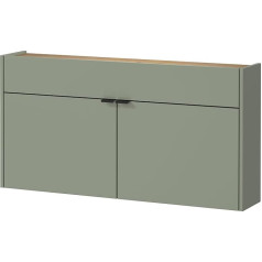 Germania Die Möbelmacher Germania 1398-629 GW-Ameca Hanging Multi-Purpose Cupboard, Taupe Green/Oak, Low Depth, Ideal for Narrow Hallways, 110 x 57 x 22 cm (W x H x D)