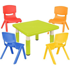 Alles-Meine.de Gmbh Bērnu mēbeļu komplekts - galds + 4 krēsli, izmēri un krāsas, gaiši zaļš, regulējams augstums, no 1 līdz 8 gadiem, plastmasas, lietošanai iekštelpās un ārpus telpām, bērnu galds