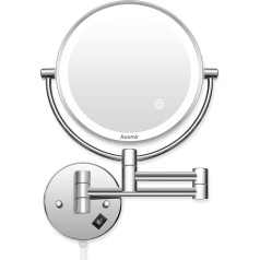 Auxmir Косметическое зеркало со светодиодной подсветкой и 1/10-кратным увеличением, диммируемое зеркало для макияжа для ванной комнаты, отеля 
