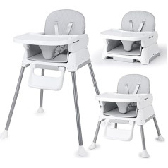 Bellababy 3-in-1 Baby High Chairs from Birth, Foldable Baby Chair Seat Adjustable Convertible Baby High Chair with Seat Belts, Tray, Compact/Portable from 6 Months to 6 Years