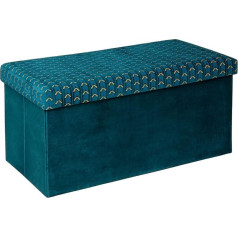 Atmosphera Createur D'interieur Liam Duck Blue Double Velvet Folding Pouffe