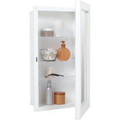 American Pride Reversible Recess-Mount Mirror Medicine Cabinet, 16.25 x 26.25 inches, White Frame Medicine Cabinet with Mirror, Reversible, 41.3 x 66.7 cm, White Frame, Plastic Wooden Frame, Alloy Steel