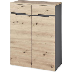 Stella Trading MEMPHIS Chest of Drawers in Artisan Oak Look, Graphite - Modern Chest of Drawers with Lots of Storage Space - 80 x 107 x 38 cm (W x H x D)