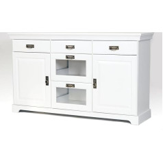 Clever-Moebel Sideboard, Chest of Drawers Made of Pine Wood, White Lacquered, Cupboard, Sideboard