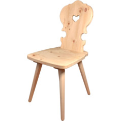 4Betterdays.com Naturlich Leben! Aukštos kokybės ūkininko kėdė, pagaminta iš 100 % pušies medienos - tradicinė medinė kėdė - kaimo namų kėdė - sėdynės aukštis 45 cm, sėdynės gylis 38 cm - Pietų Tirolio amatas - medinė kėdė su širdi