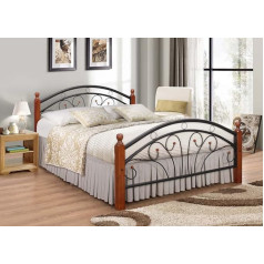 7 Star Furniture 7 Star Ps102 Metal Frame Bed with Metal Base and Solid Wooden Legs in Oak and White (Walnut Black, Small Double (4ft))