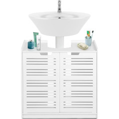 Ejoyous Bathroom Vanity Unit, White Bathroom Vanity Unit Freestanding Floor Sink Cabinet Storage Cabinet with Two Doors Roller Shutter Style 60 x 30 x 60cm