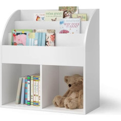 Bellabino Koro Children's Shelf, Toy Storage, Bookcase for Children with 3 Compartments for Books and 2 Compartments for Boxes, White, Dimensions: H 79 cm, D 34 cm, W 72 cm