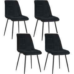 Clipop Ēdamistabas krēsli Komplekts no 4 samta polsterētiem virtuves krēsliem ar mīkstu atzveltni un izturīgām metāla kājām Mīkstie krēsli Dzīvojamās istabas krēsls ēdamistabai Lounge Kitchen