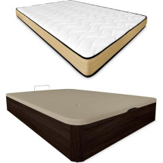 Duérmete Online DUÉRMETE ONLINE Aura Memory Foam Mattress Reversible + Folding Wooden Bed Large Capacity Polyurethane Wood 135 x 190 cm