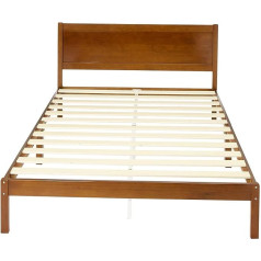 Amazon Basics , Solid Pine Bed Frame with Classic Headboard - Dark Brown - Double - 140 x 200 cm