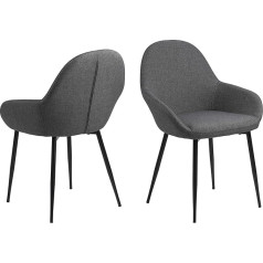 Ac Design Furniture Julie pusdienu krēsli 2 komplekti L 57,5 x W 60 x H 84 cm Pelēks/melns/melns audums/metāls 2 komplekti