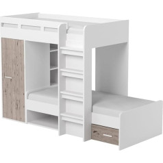 ‎Stella Trading Stella Trading Maxi Modern Cabin Bed with Cupboard and 2 x Lying Surfaces 90 x 200 cm