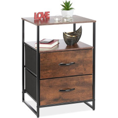 Relaxdays Industrial Bedside Table with 2 Shelves and 2 Drawers Wood Effect 70 x 45 x 40 cm Black / Brown