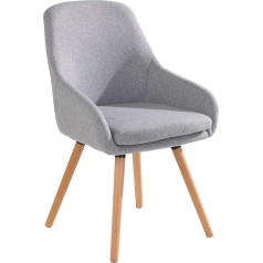 Home4You Valgomojo kėdė - šviesiai pilka - austas audinys - medinis rėmas - minkšta kėdė Virtuvės kėdė Svetainės kėdė