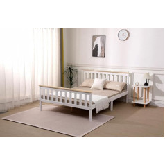 ‎Starlight Beds Starlight Beds Somnium Premium priedes masīvkoka gultas rāmis, uzlabots un spēcīgāks dizains, balta dabīga plāksne, 4ft6 divvietīga, balts