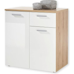 Stella Trading PABLO Chest of Drawers in Artisan Oak Look, White, Modern Sideboard with Lots of Storage Space for Your Living Area, 80 x 85 x 50 cm (W x H x D)