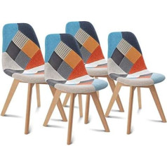 Idmarket - 4 dažādu krāsu Sara krēslu komplekts ar dažādu krāsu patchwork motīviem