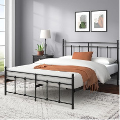 Zinus Nicholas 30 cm Metal Platform Bed Frame with Spindle Headboard and Footboard, Steel Slat Holder, Easy Assembly, 150 x 200 cm, Black