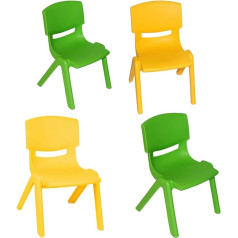 Alles-Meine.de Gmbh Set of 4 Children's Chairs – Yellow + Green – Maximum Load 100 kg / Stackable / Tilt-Proof – for Indoor and Outdoor Use – Plastic/Plastic – Chair Chairs/Children's Room