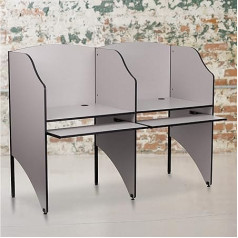 Flash Furniture Add-On Studie Carrel, Wood Composite, Nebula Grey, Pack of 1