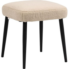 Homcom Footstool Stool Square Makeup Stool Footrest with Cashmere Look Steel Legs for Living Room Bedroom Beige 42 x 42 x 47 cm